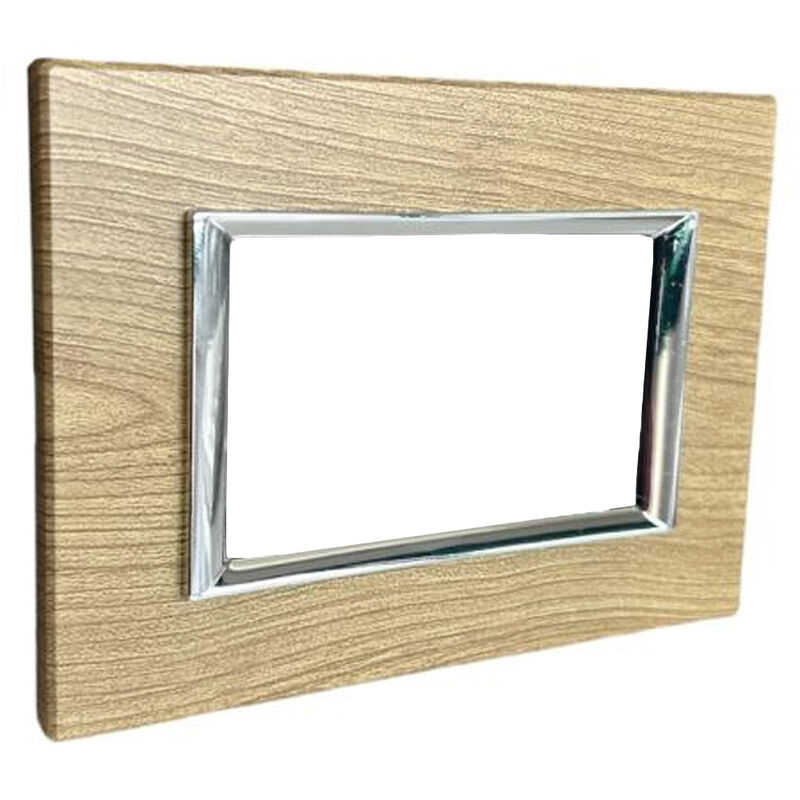 foto del prodotto bes placca interruttore 3 moduli compatibile matix copripresa legno chiaro c4803lba