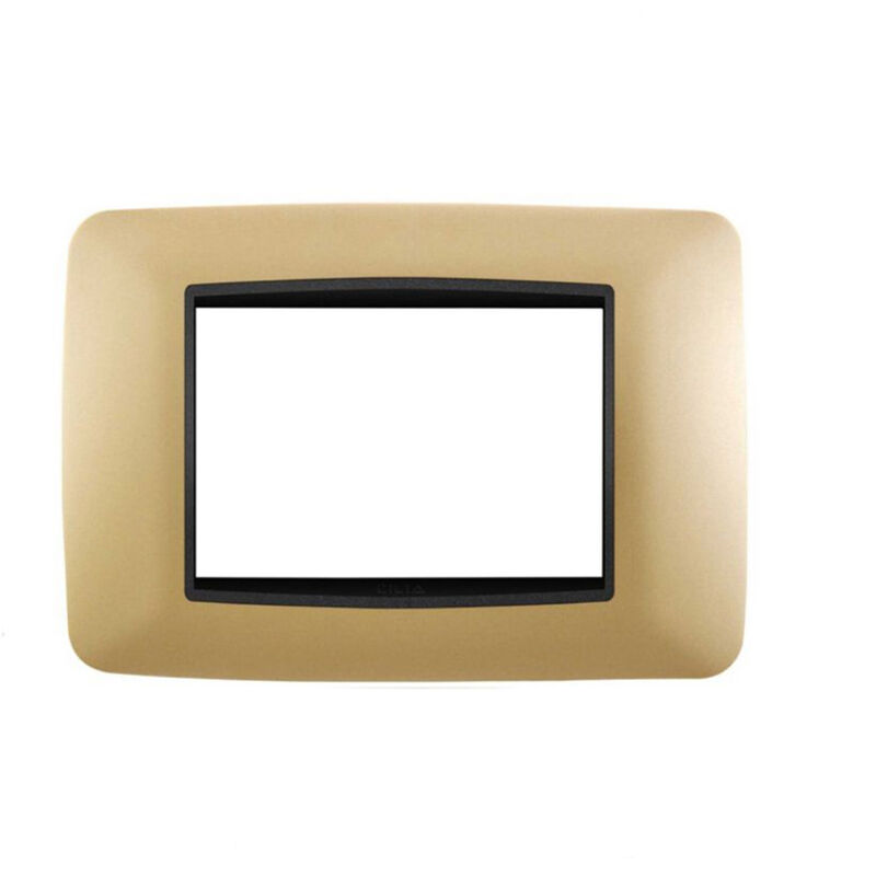 foto del prodotto bes placca interruttore 3moduli compatibile living copri placchetta oro bianco c6603