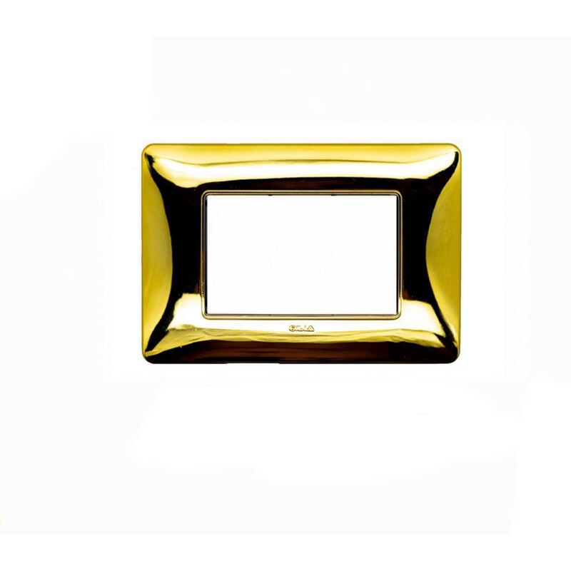 foto del prodotto bes placca interruttore luci oro lucido compatibile matix 3 moduli placchetta c8803