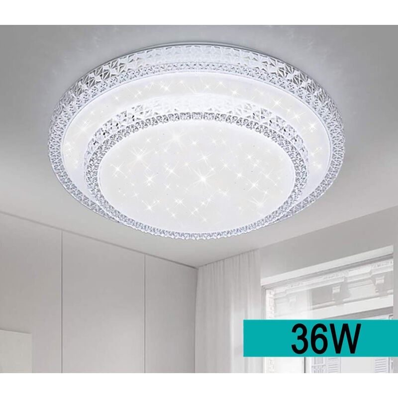 foto del prodotto bes plafoniera led da soffitto rotonda 36w luce dimmerabile effetto cielo stellato