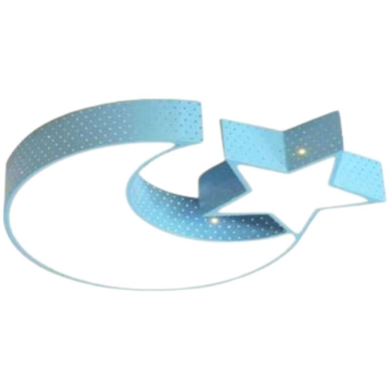 foto del prodotto bes plafoniera led stella luna 37w luce fredda azzurro 52cm cameretta bambini