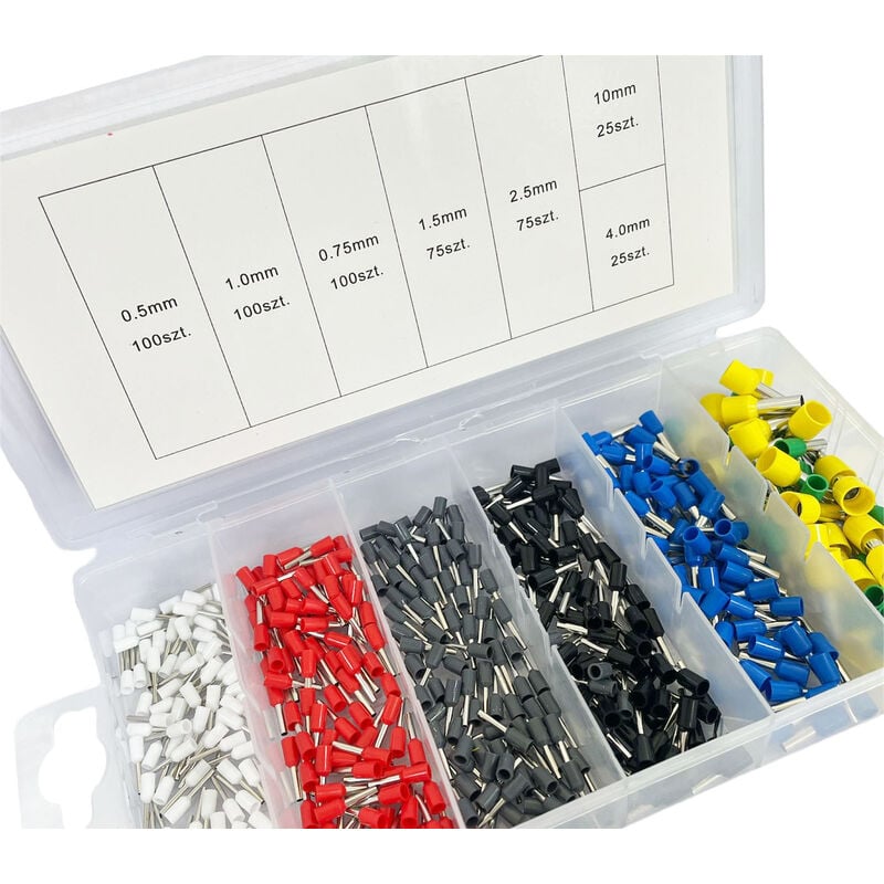 foto del prodotto bes set 500pz terminali crimpari puntali connettori elettrici capicorda filo isolato