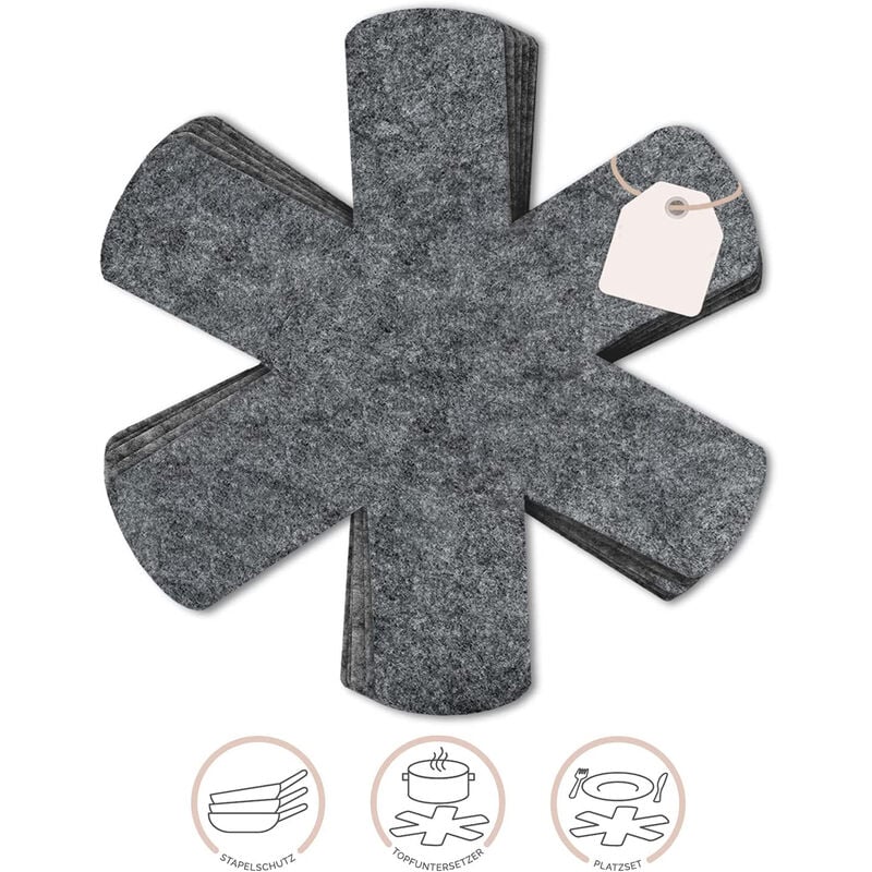 foto del prodotto bes - set 6 protezioni padelle in feltro sottopentola impilabile tagliabile 35x32cm