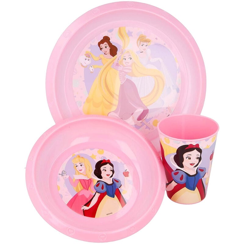 foto del prodotto bes set pappa bimba principesse disney 3pz servizio da tavola piatti bicchiere asilo