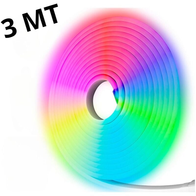 foto del prodotto bes striscia led neon rgbic flessibile 3m colorata dc24v con app ip67 gommata dx3535
