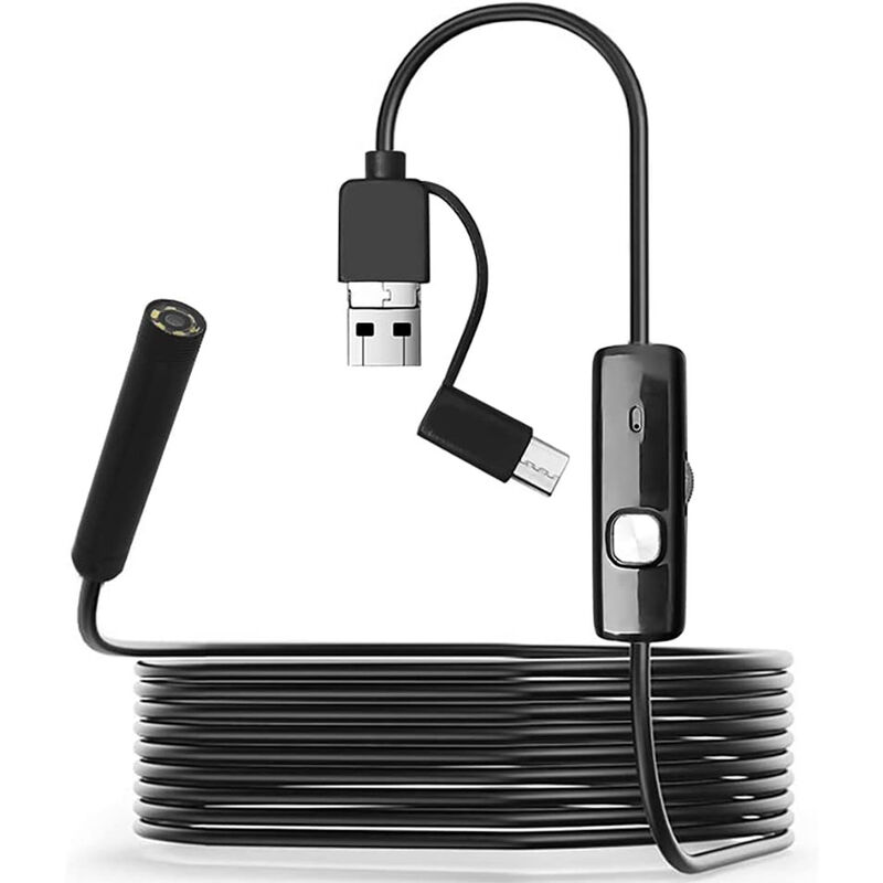foto del prodotto bes telecamera endoscopica 3.5m android 3in1 cavo sonda flessibile 6 led usb type c