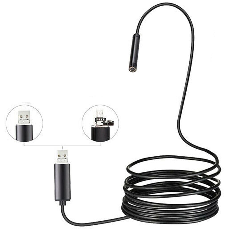 foto del prodotto bes telecamera endoscopica 6 led tubo flessibile usb 5 mt impermeabile ispezione
