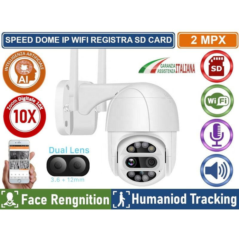 foto del prodotto bes telecamera wifi ip intelligent speed dome camera zoom 10x ip66 2mp registra su cloud e sd card