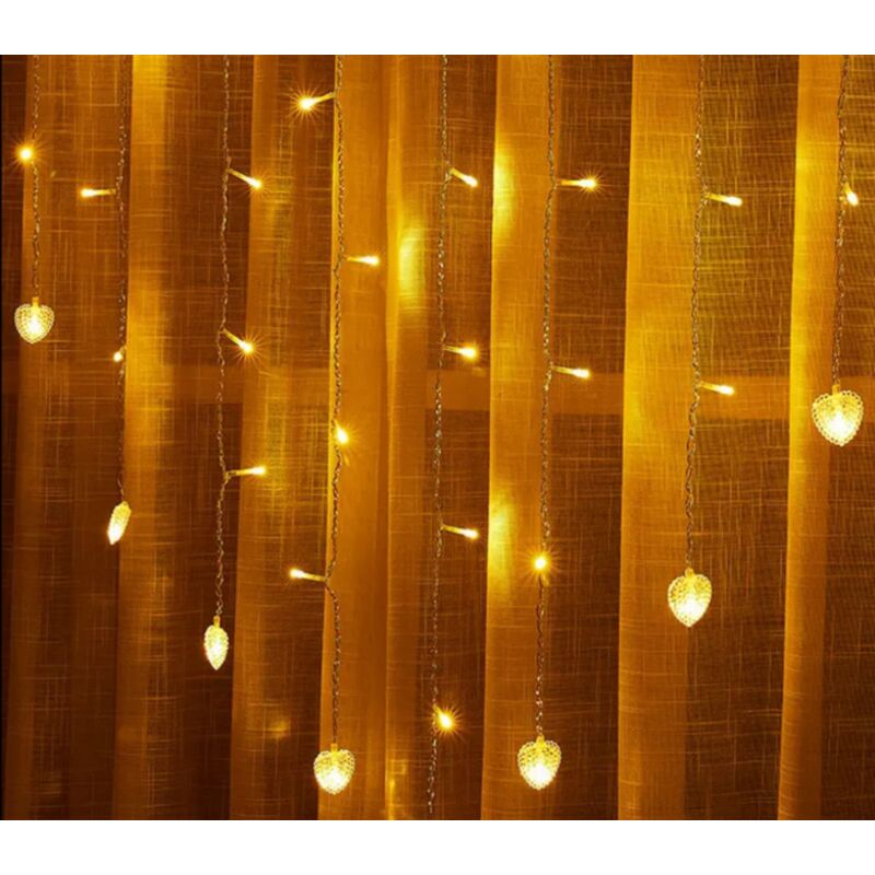 foto del prodotto bes tenda catena luminosa cuore luce led stringa 5 mt decorazioni natalizie naturale