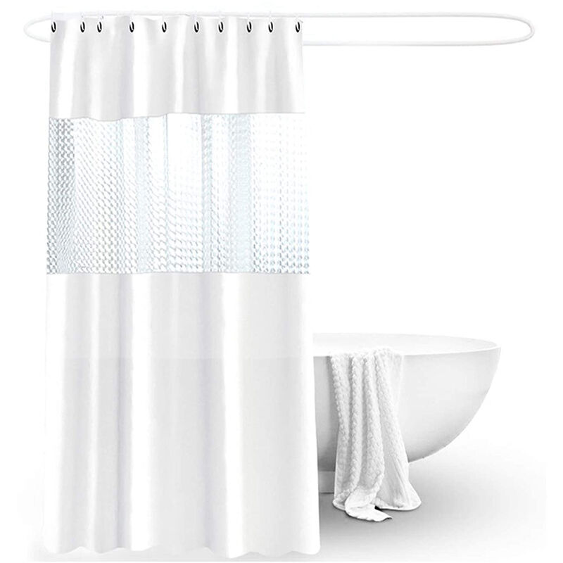 foto del prodotto bes - tenda doccia antimuffa 180x180cm impermeabile bianca anelli bagno vasca peva 356