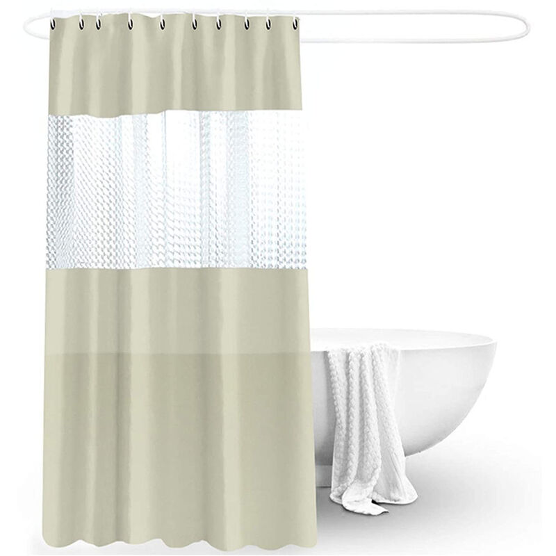 foto del prodotto bes tenda doccia antimuffa 180x200cm copri vasca bagno peva impermeabile beige 03361