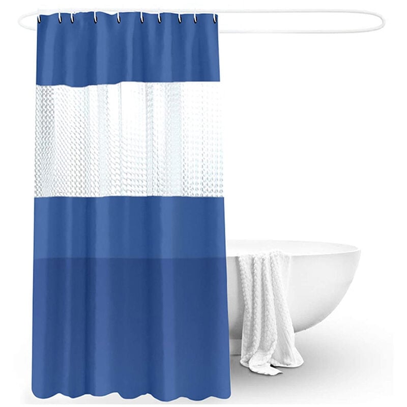 foto del prodotto bes tenda doccia antimuffa 180x200cm impermeabile blu anelli bagno vasca peva 03351