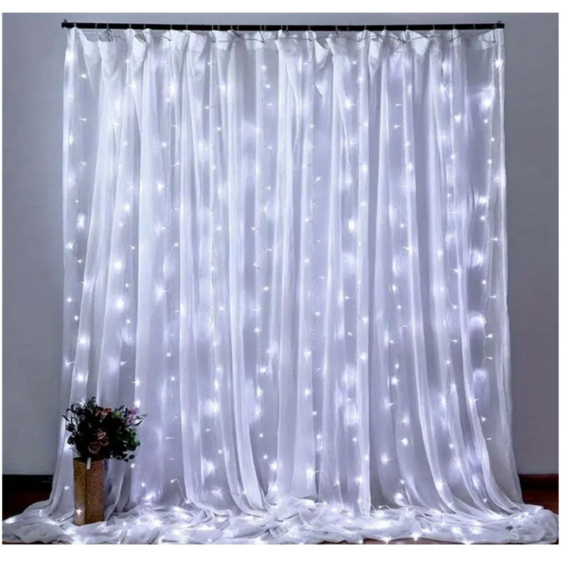 foto del prodotto bes tenda luminosa catena filo ganci retrotenda micro led usb 3x3mt luce fredda