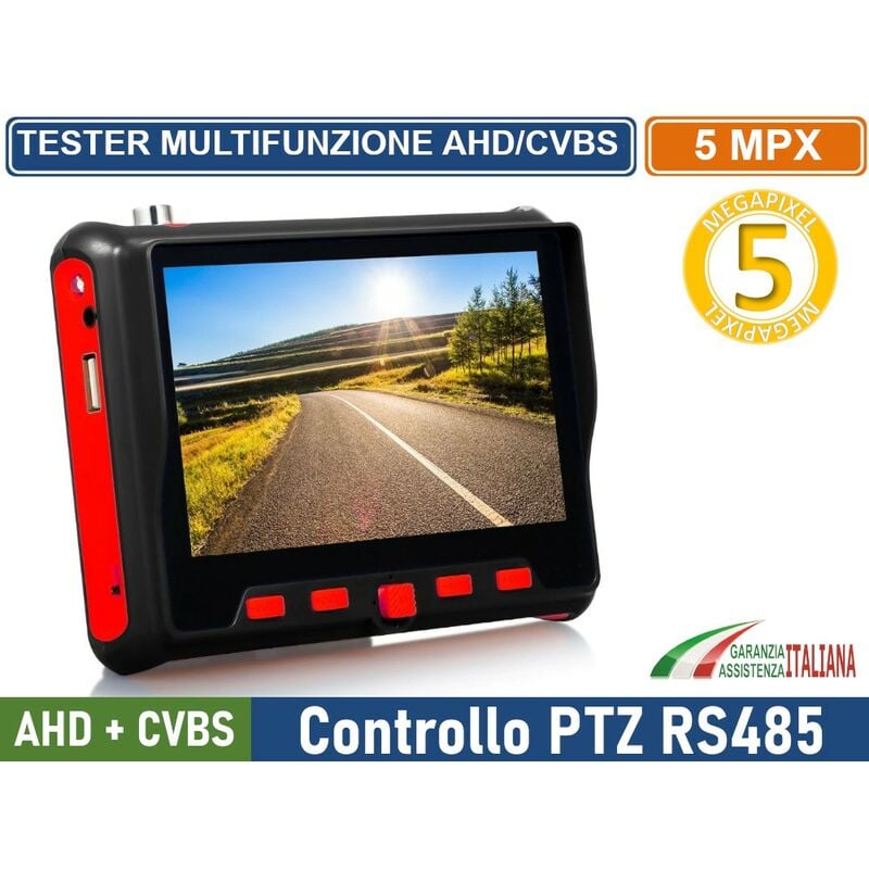 foto del prodotto bes tester telecamere cctv da polso ahd cvbs 5 megapixel controllo ptz rs485 osd utc videosorveglianza monitor 4.3 
