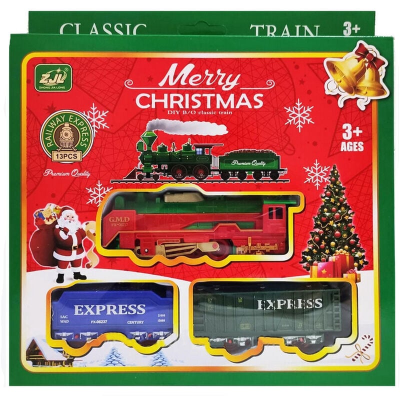foto del prodotto bes trenino elettrico natalizio 13pz luce frontale rotaie 67cm decorazioni natale