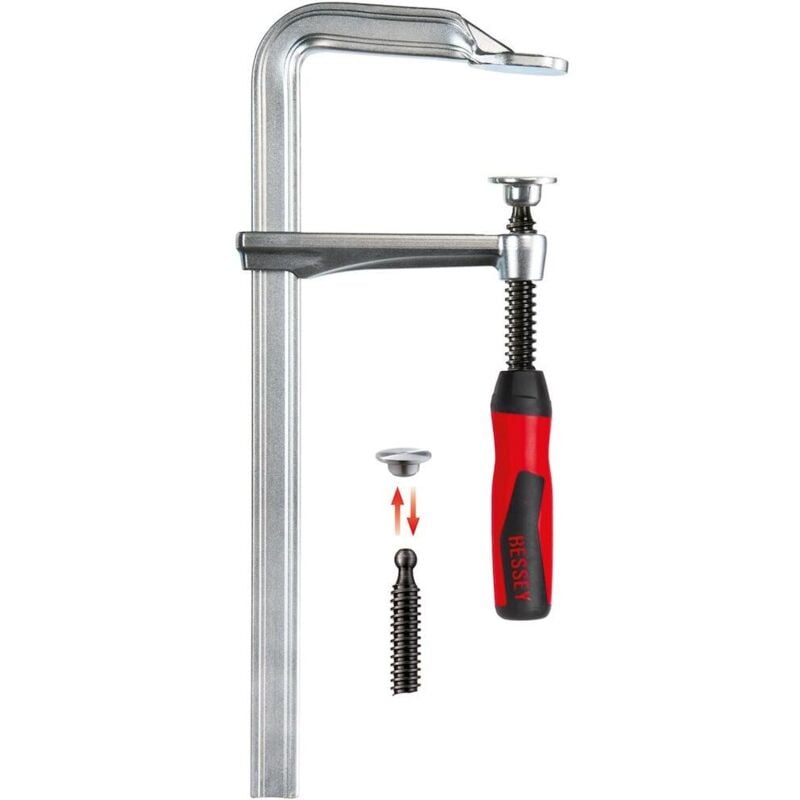 foto del prodotto bessey morsetti gz interamente in acciaio, con impugnatura bicomponente plastica, capacit di serraggio 1000 mm, compreso 120 mm, scorrevole 28,0