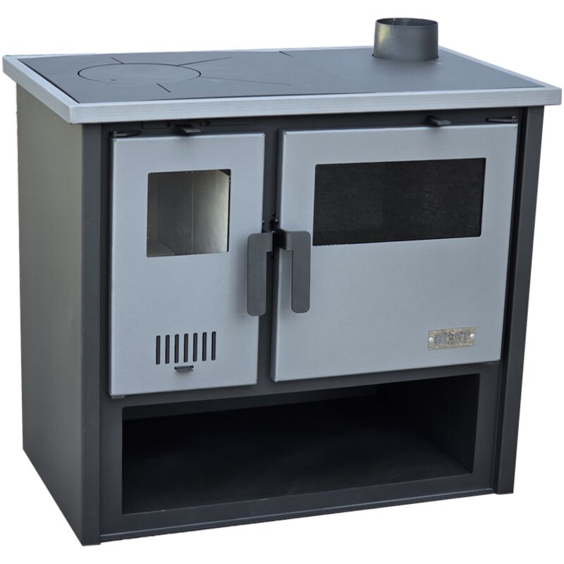 foto del prodotto best fire cucina a legna tradizionale con forno e focolare in ghisa 9 11kw grigia e nera