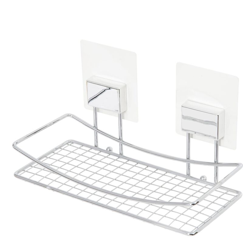 foto del prodotto bestlock magic bath mensola da bagno autoadesiva in metallo cromato, 25x11.5x15 cm, facile da installare, impermeabile, sku ran6856 compactor