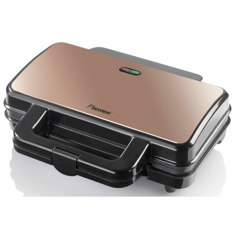 foto del prodotto bestron elegante design in rame croque monsieur xl per preparare 4 panini a forma di triangolo 900w asm90xlco