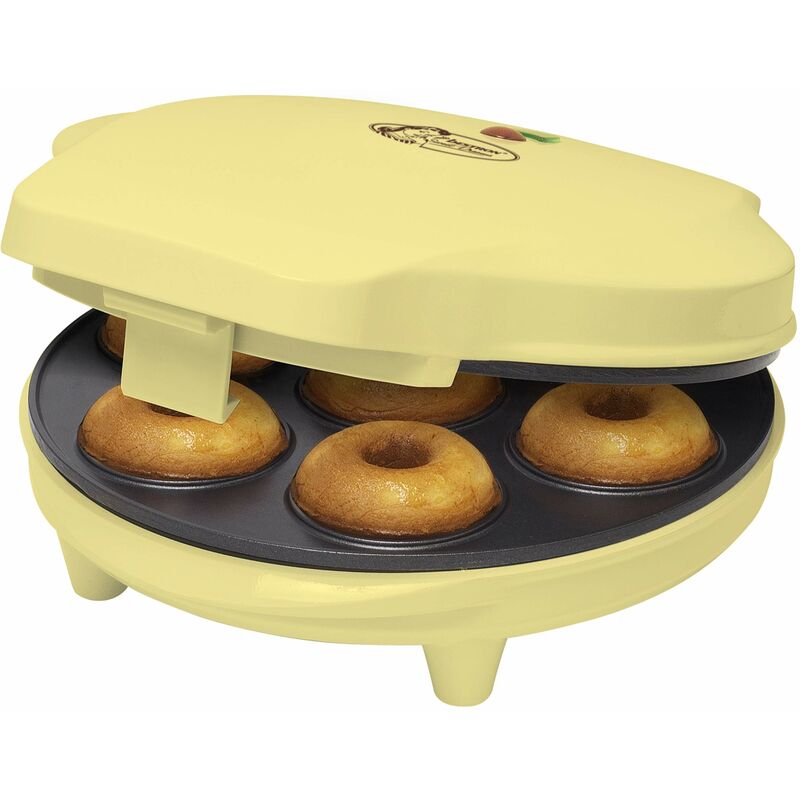foto del prodotto bestron macchina per ciambelle elettrica, donut maker per 7 ciambelle piccole, incl. antiaderente indicatoro luminso, 700 watt, colore giallo