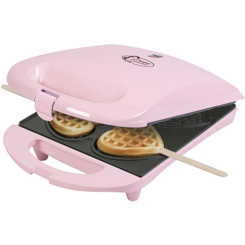 foto del prodotto bestron piastra per cialde a forma di 4 cuori su bastoncini 780w rosa dsw271p