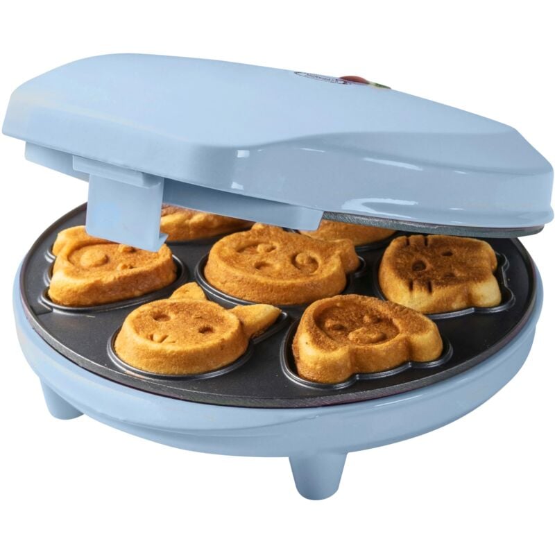 foto del prodotto bestron waffle maker con motivi di animali, piastra per waffle mini biscotti a cialda, indicatoro luminso rivestimento antiaderente, 700 watt,