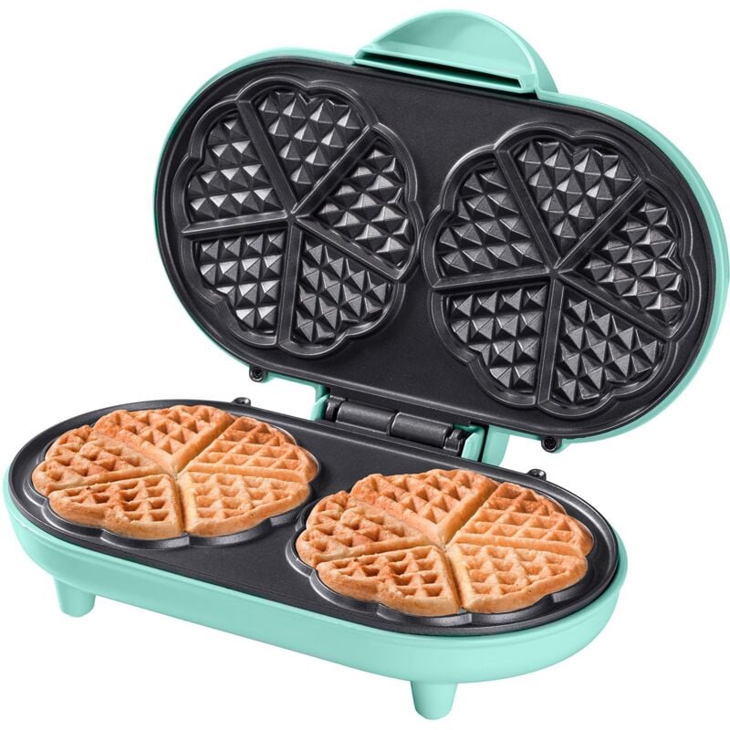foto del prodotto bestron waffle maker, piastra per waffle doppio a forma di cuore, macchina per waffle con antiaderente indicatoro luminso, collezione sweet