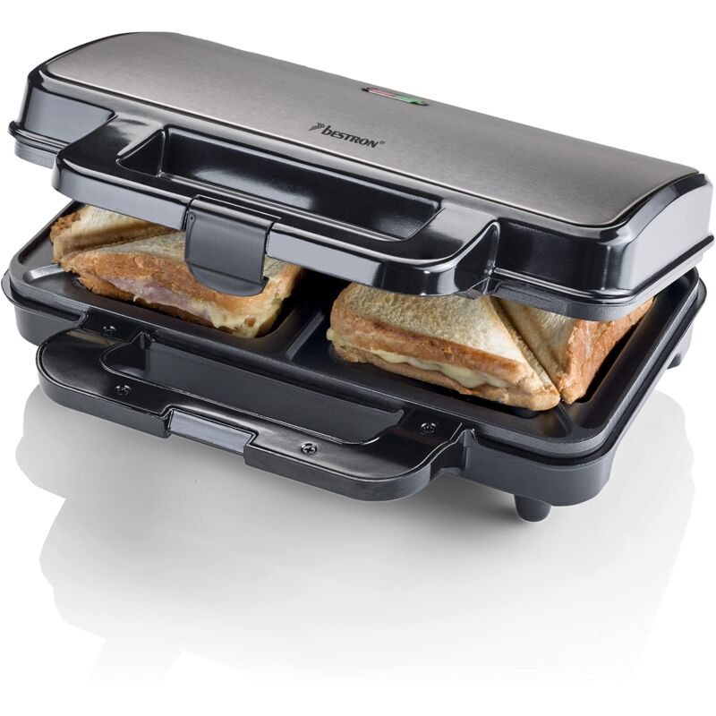 foto del prodotto bestron xl macchina per sandwich, tostapane con rivestimento antiaderente per 2 sandwich, incl. controllo automatico della temperatura e indicatore