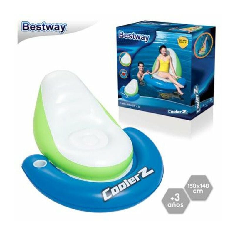 foto del prodotto bestway 43136 galleggiante da piscina e da spiaggia blu, verde, bianco vinile sedia a sdraio galleggiante