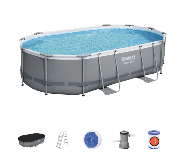 foto del prodotto bestway 56448 piscina fuori terra power steel ovale da 488x350x107 cm