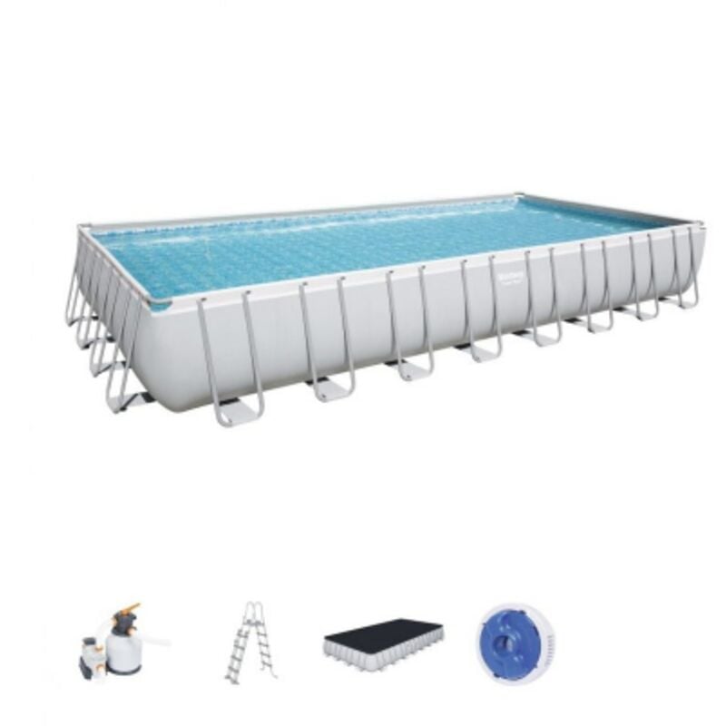 foto del prodotto bestway 56623 piscina con telaio fuori terra rettangolare power steel 956x488x132 cm con pompa filtro a sabbia scaletta telo