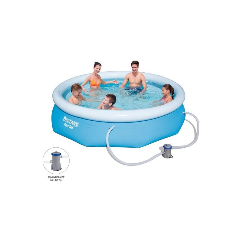 foto del prodotto bestway piscina gonfiabile 305 x 76 cm autoportante fuori terra pompa filtro fast set