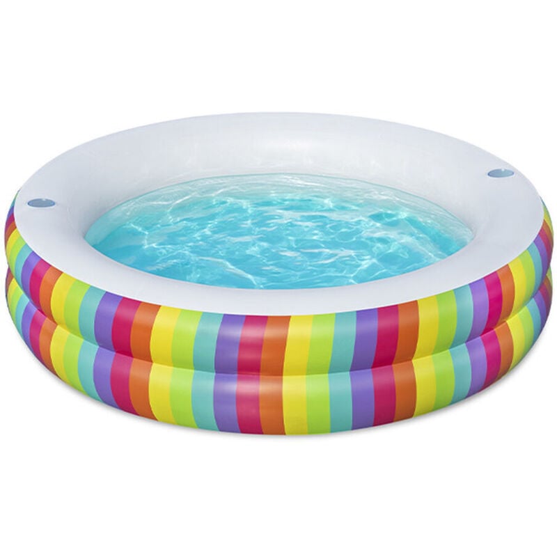 foto del prodotto bestway piscina per bambini 2 anelli arcobaleno 206x206x51 cm +6 anni giardino 54443