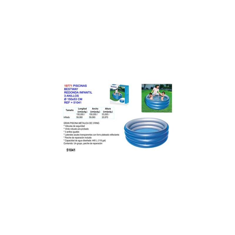 foto del prodotto bestway piscina per bambini rotonda 3 anelli 150x53 51041