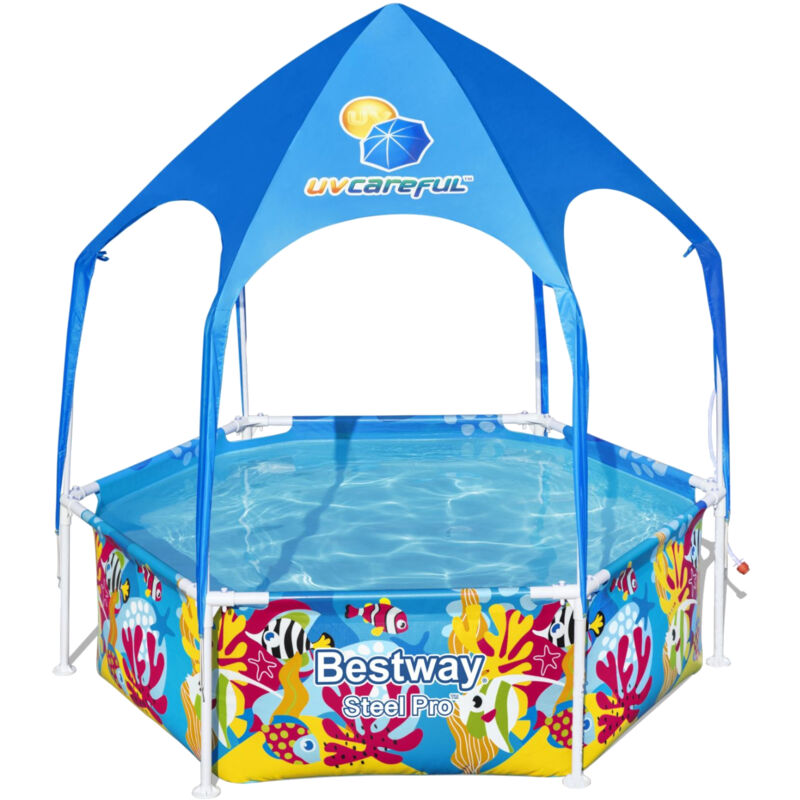 foto del prodotto bestway piscina per bambini steel pro con parasole splash in shade 183x51 cm animali marini a partire dai 3 anni