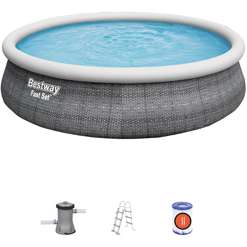 foto del prodotto bestway piscine fast set ronde 457x107 cm motivo rattan gris 57372