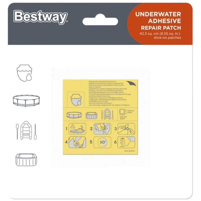 foto del prodotto bestway toppe autoadesive per riparazioni sott acqua 10 pezzi e copre 42,3 cm 
