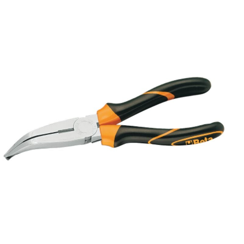 foto del prodotto beta 1164bm pinza a becco lungo piatta piegata in acciaio con manici in pvc mm.160