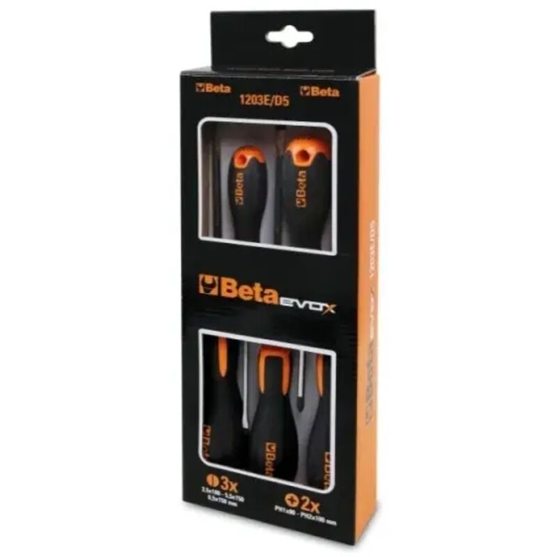 foto del prodotto beta 1203e d5pz serie cacciavite evox intaglio e croce pz 5 pz.