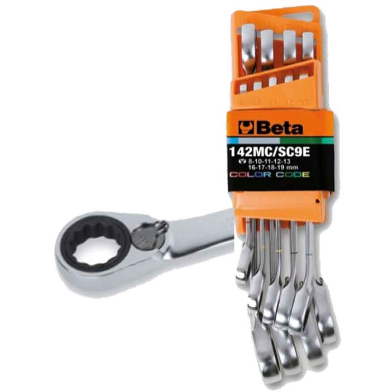foto del prodotto beta 142mc sc9i serie di 9 chiavi combinate a cricchetto reversibile colorate 001422087