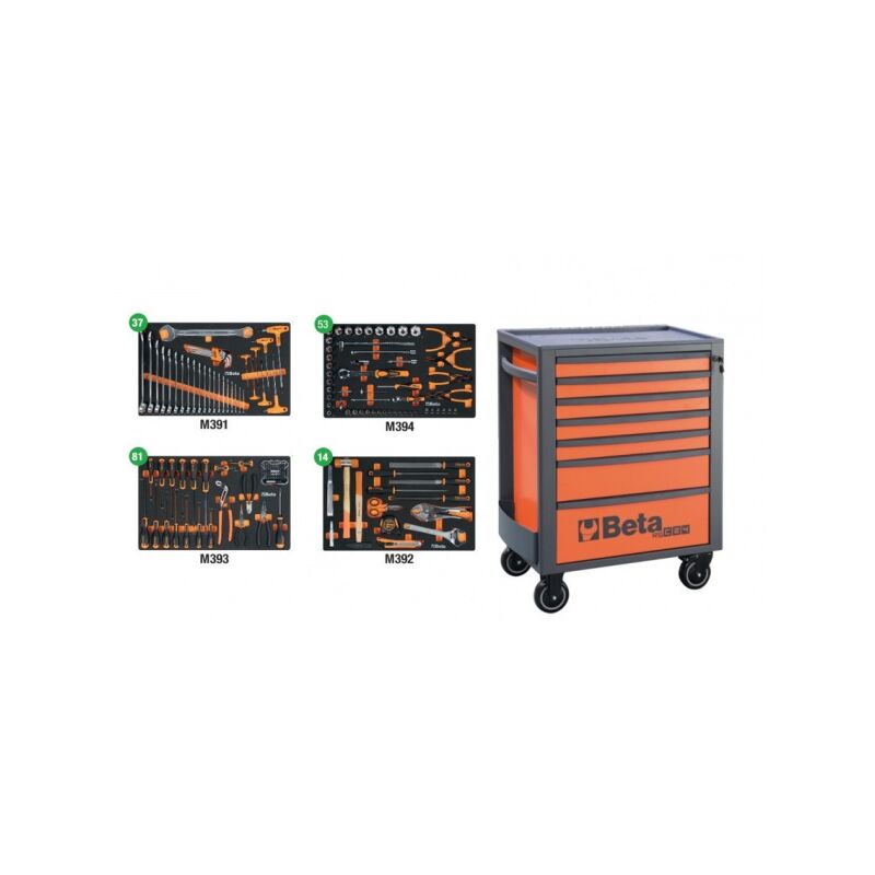 foto del prodotto beta 2400 rsc24 7 vi cassettiera mobile con assortimento di utensili per industria 185 pz.