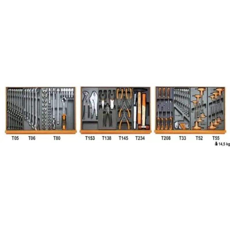 foto del prodotto beta 5904vg 2t assortimento utensili con termoformati rigidi 99 pz.