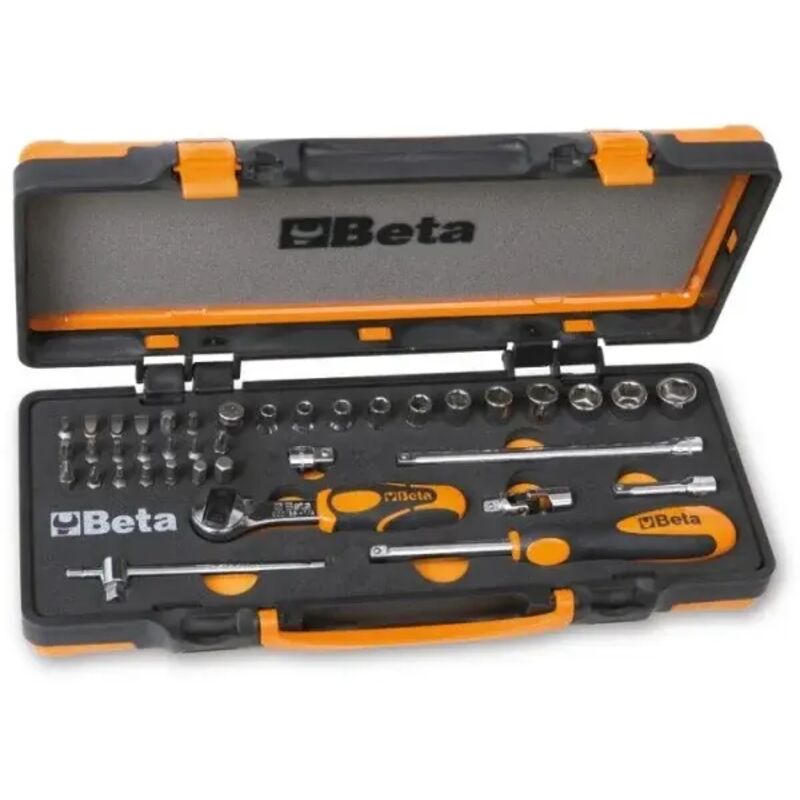 foto del prodotto beta 900 c12m assortimento di bussole 1 4 ed inserti in valigetta 39 pz.