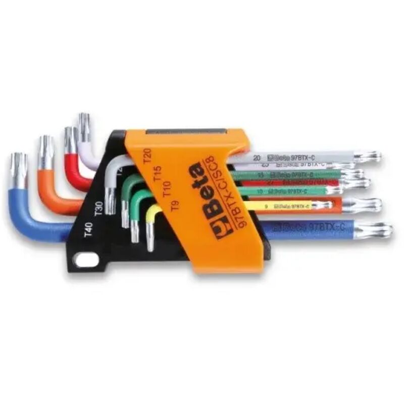 foto del prodotto beta 97btx c sc8 serie chiavi maschio torx colorate con sfera 8 pz.
