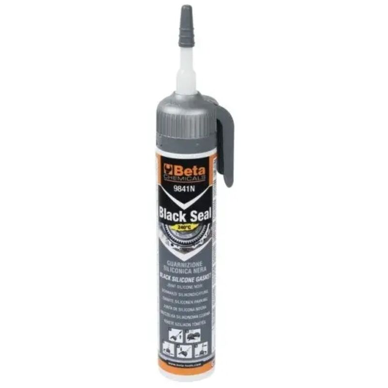 foto del prodotto beta 9841n p200 sigillante siliconico nero a reticolazione acetica 200 ml
