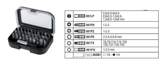 foto del prodotto beta art.860ea31 inserti assortiti cnf 31 pz in astuccio