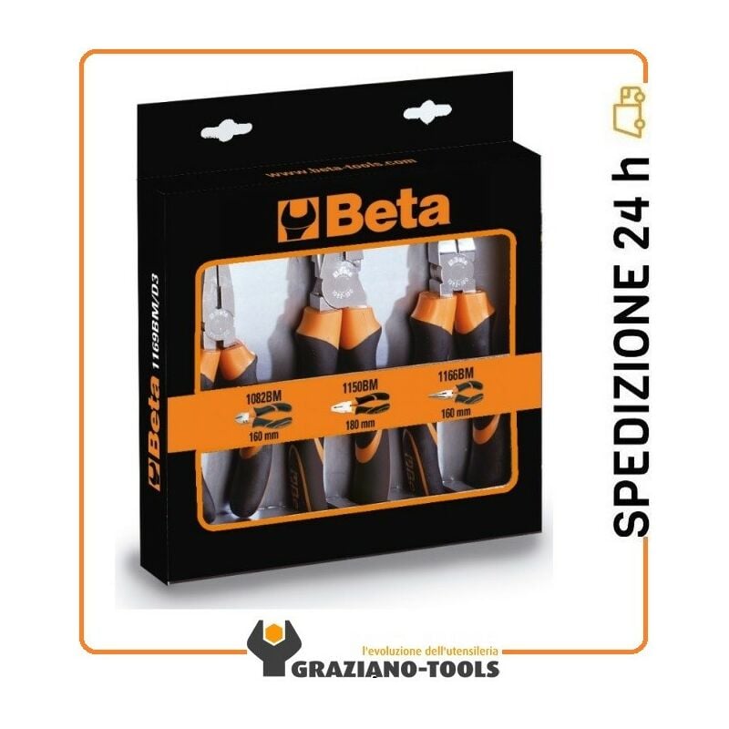 foto del prodotto beta assortimento di 3 pinze bimateriale cromate 1169bm d3