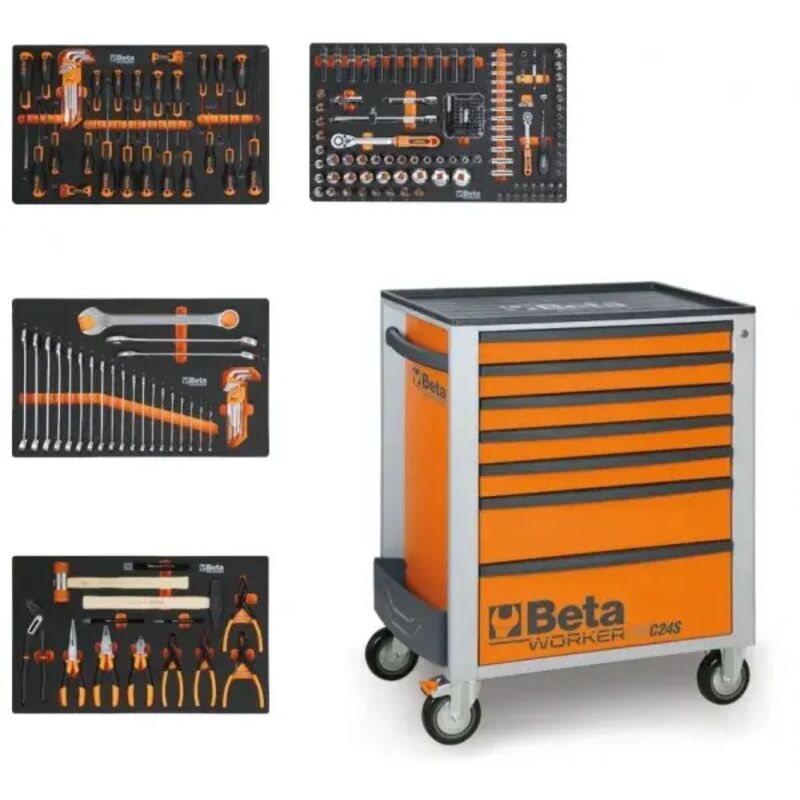 foto del prodotto beta bw 2400s 7 i s cassettiera mobile arancione con assortimento in termoformati 235 pz.