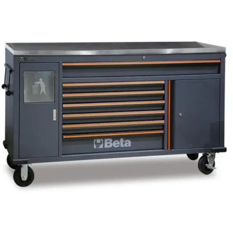 foto del prodotto beta c45pro 2.0 mws x cassettiera mobile work station 7 cassetti con piano inox
