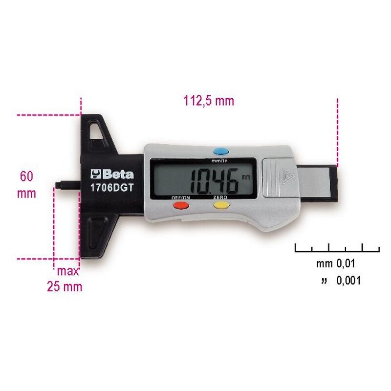 foto del prodotto beta calibro digitale di profondita per pneumatici 1706dgt